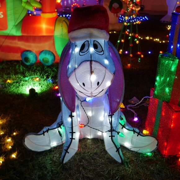 Disney 2.5 FT EEYORE Light Up Tinsel Yard 3D Sculpture Christmas LED Decor Prop - Picture 1 of 11
